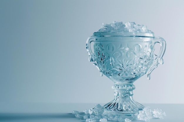 Foto talenten eren met een ijs gebeeldhouwde trofee op witte achtergrond