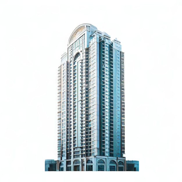 Tall building on white background