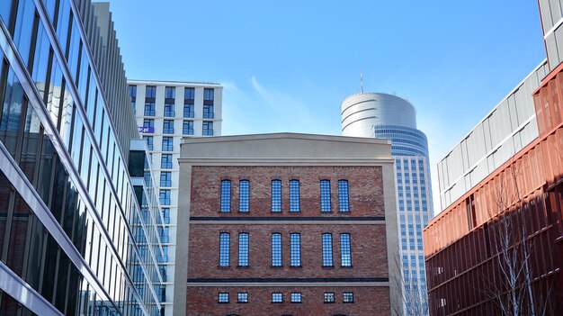 a tall building with a sign that says'the name " on it.