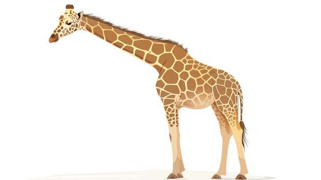 Photo a tall giraffe stands on the ground the giraffe has a long neck and a spotted coat it is looking down at something