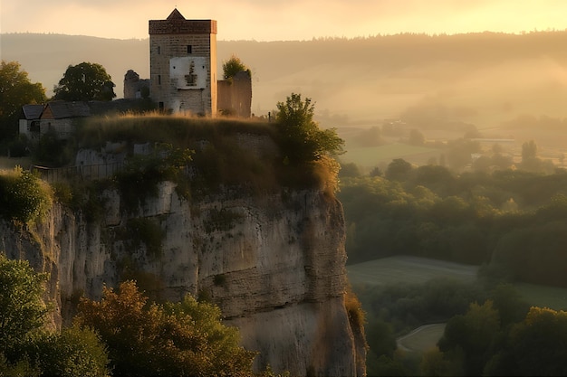 Tall Tower Overlooking Castle