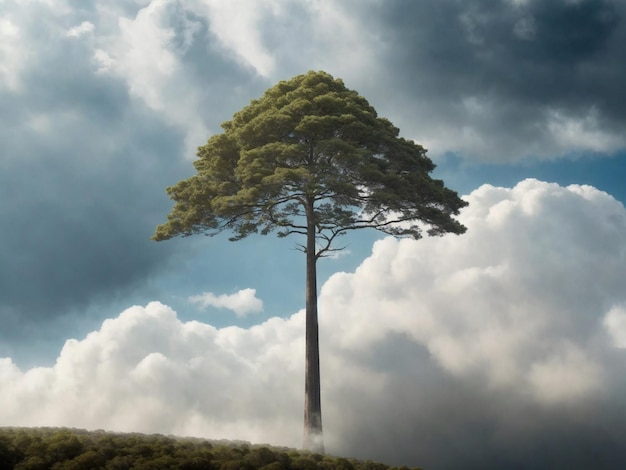 tall tree from ground to clouds