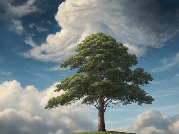 tall tree from ground to clouds