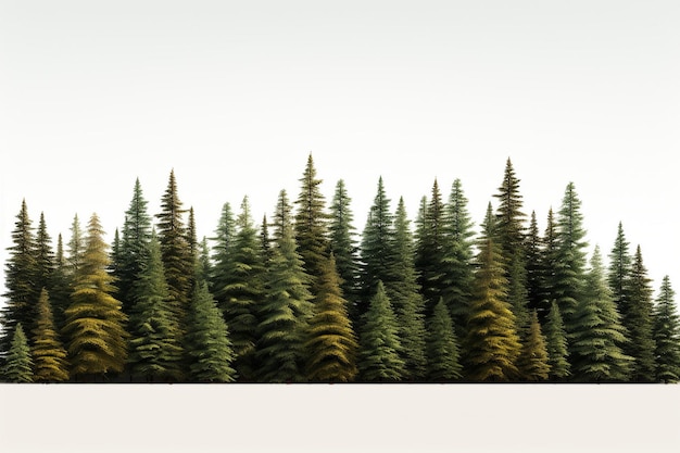 Photo tall trees look like pine trees full of green trees on a white background d rendering