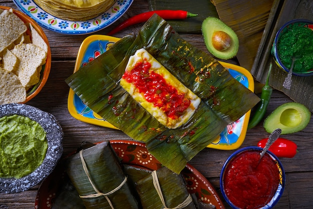 Tamale Mexican recipe with banana leaves
