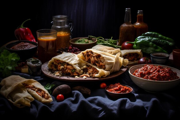 Foto tamales con ripieno di carne di maiale di ancho chile