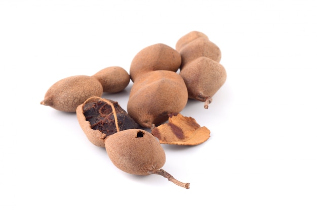 Tamarind isolated on white background. Sweet tamarind (Tamarind indica L.)