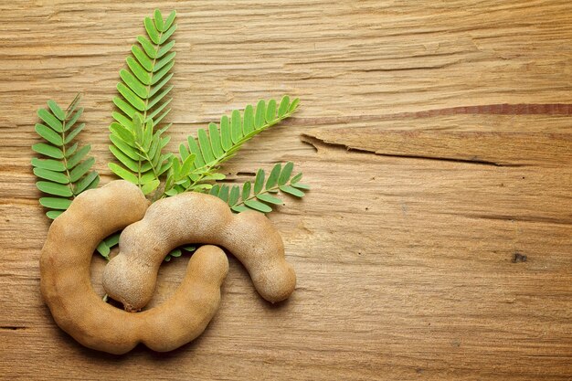 The tamarind on the wooden floor