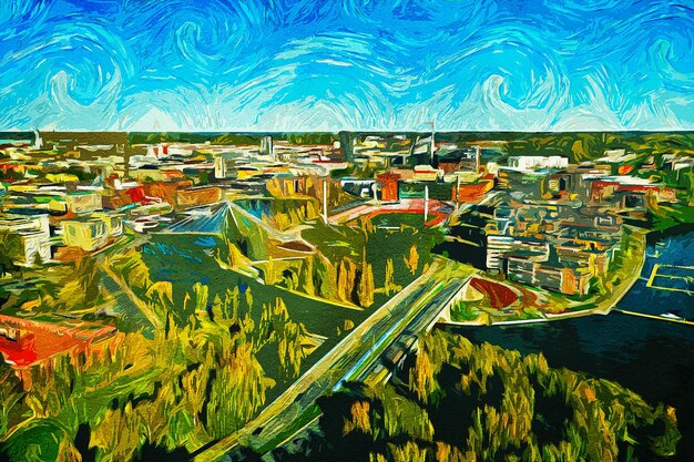 Tampere finland oil paint landscape