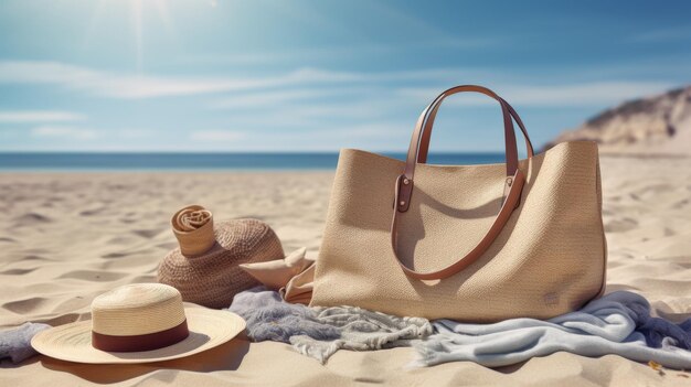 Tan Bag rust op het zandstrand