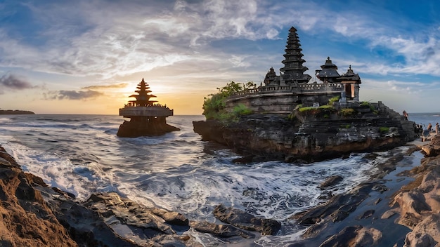 Photo tanah lot temple in bali island indonesia