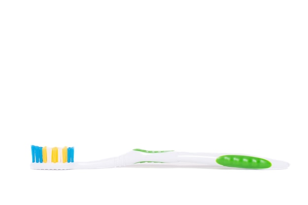 Tandenborstel close-up geïsoleerd op een witte achtergrond