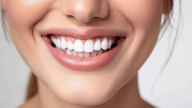 Tandheelkundige zorg Tandheelkunde concept vrouwelijke glimlach na het bleken van tanden