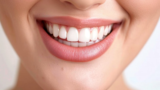 Tandheelkundige zorg Tandheelkunde concept vrouwelijke glimlach na het bleken van tanden