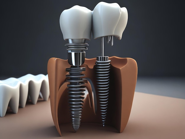 Tandimplantaten 3D-illustratie gegenereerd door AI