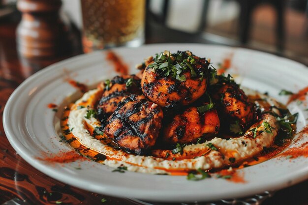 Tandoori chicken served with a side of Israeli style hummus