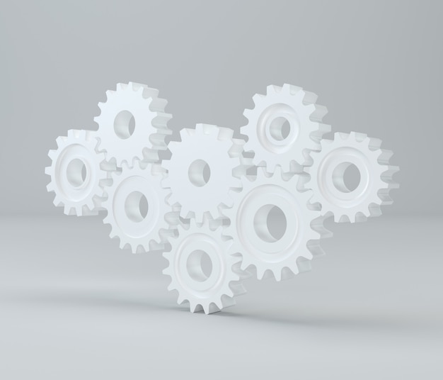 Tandrad mechanisme. Gears. 3D-rendering