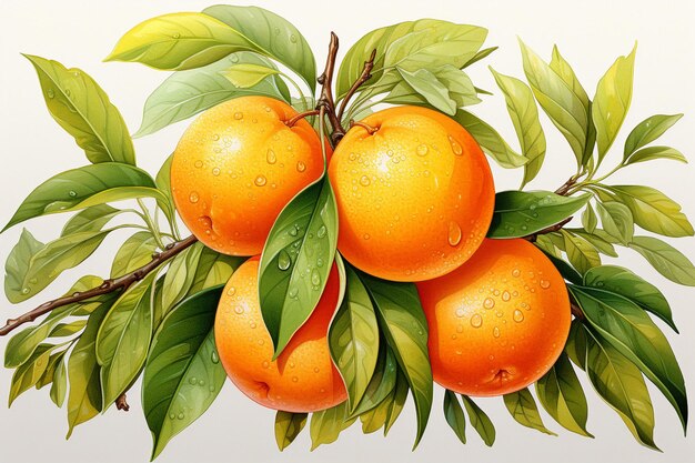 Tangerine fruit waterverf schilderij