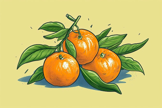 Tangerine illustration food illustration generative ai