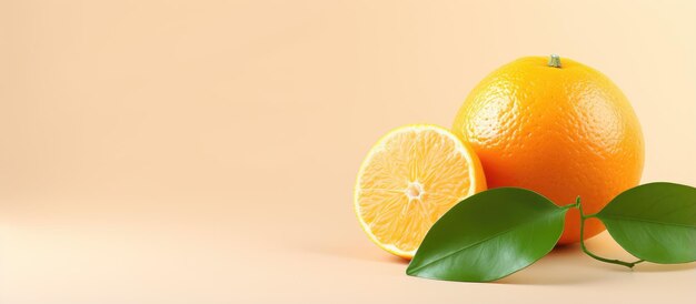 Tangerine on isolated pastel background Copy space