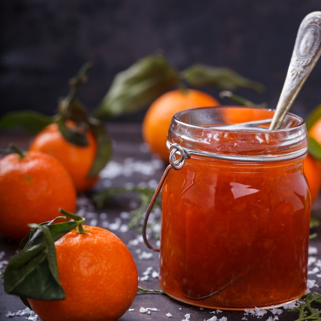 Tangerine jam.Traditional Dessert in Christmas