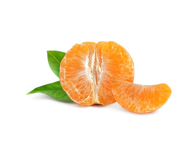 tangerine or mandarin fruit with leaves isolated on white background1