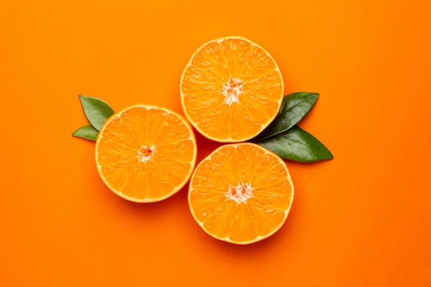 Tangerine on an orange background