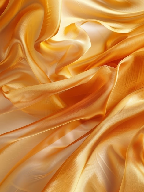 Tangerine orange satin with luxurious folds draping languidly highlighting the radiant sheen of the vibrant fabric