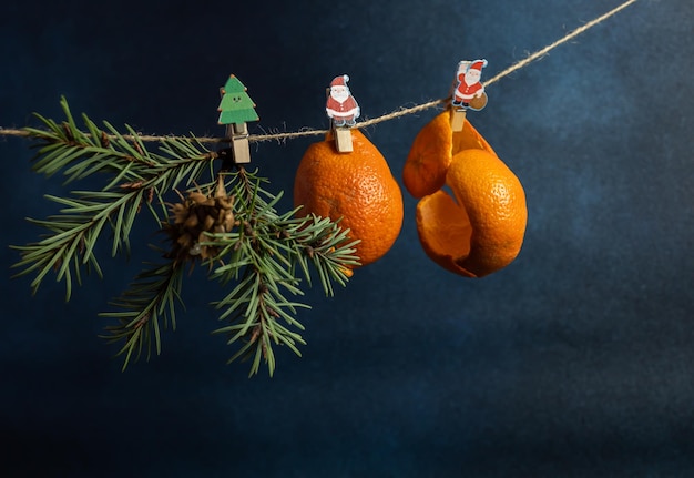 Tangerine peels and fir branch