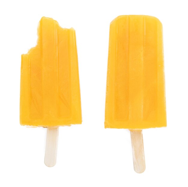 Tangerine Popsicles closeup shot isolated on white