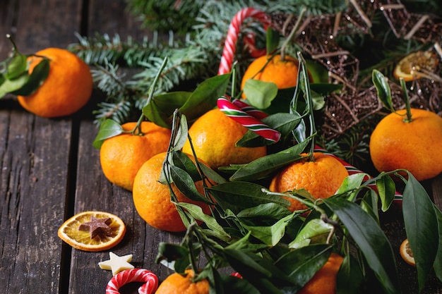 Tangerines in festive decor