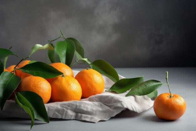 Tangerines grey table Generate Ai