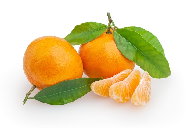 Tangerines isolated on white background with clipping path