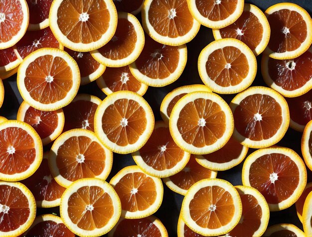 tangerines and oranges on a flat background