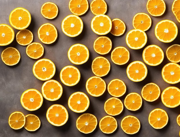 tangerines and oranges on a flat background