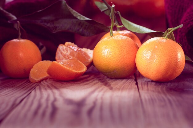 Tangerines with leaves