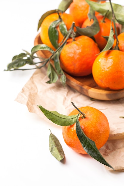 Tangerines with leaves