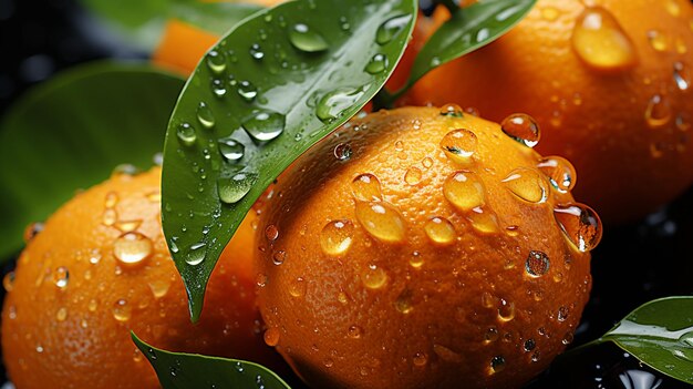 Photo tangerines with water drops