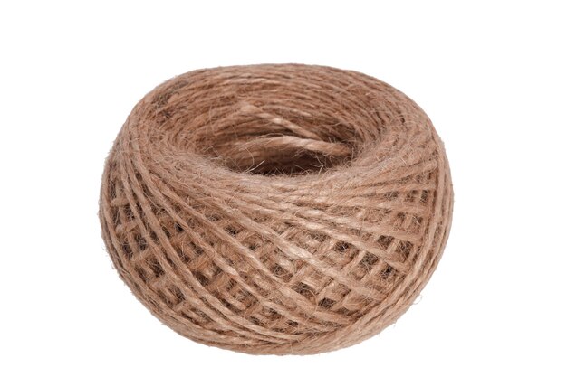 A tangle of jute string in isolation on a white background. High quality photo