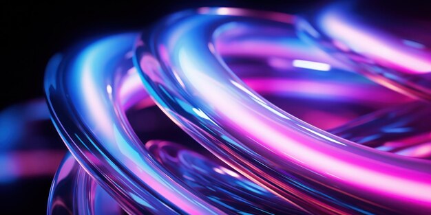 Tangled neon wires captured in a macro perspective radiating a soft dreamy glow ai generative