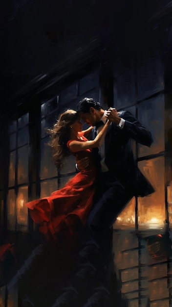 Tango couples dancing sketch digital