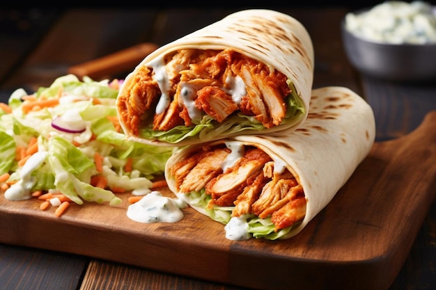 Premium Photo | Tangy Buffalo Chicken Wrap Platter