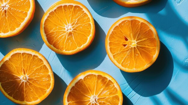 ピリッとした柑橘系のシンフォニー 紺碧のキャンバスに休む鮮やかなオレンジ 絶妙な静物画の傑作