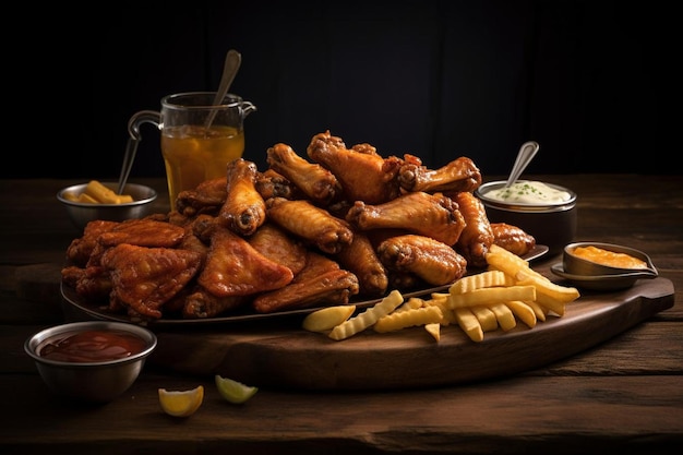 Photo tangy honey bbq chicken wings combo platter