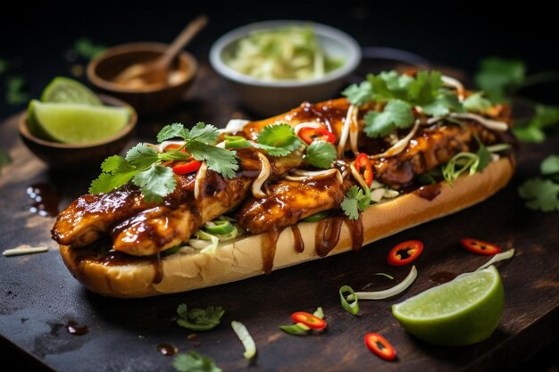 Photo tangy honey sriracha chicken banh mi