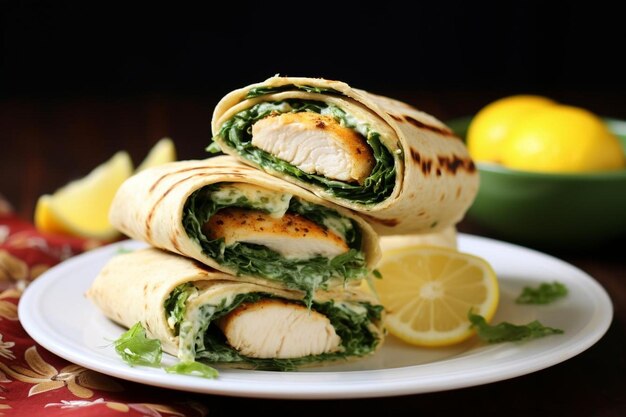 Photo tangy lemon herb chicken wrap