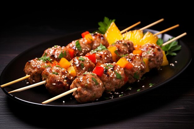 Tangy Pineapple Meatball Skewers