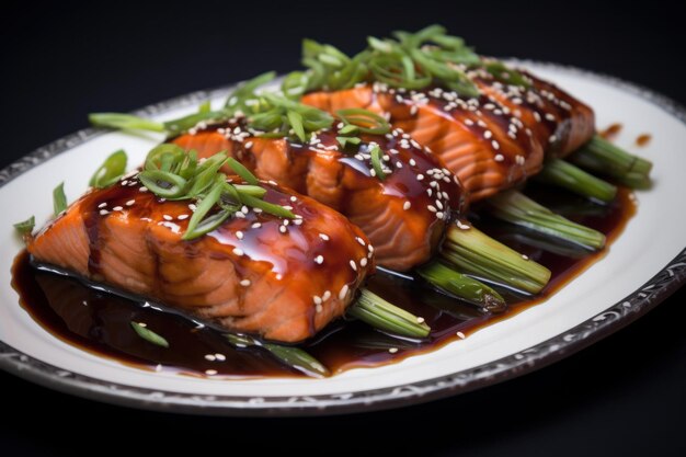 Photo tangy salmon soy sauce generate ai