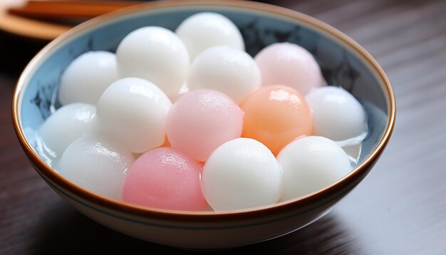 Tangyuan Glutinous Rice Balls 수프가 잠긴 작은  ⁇  공