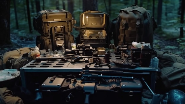 A tank in a forest with a sign that says'army '